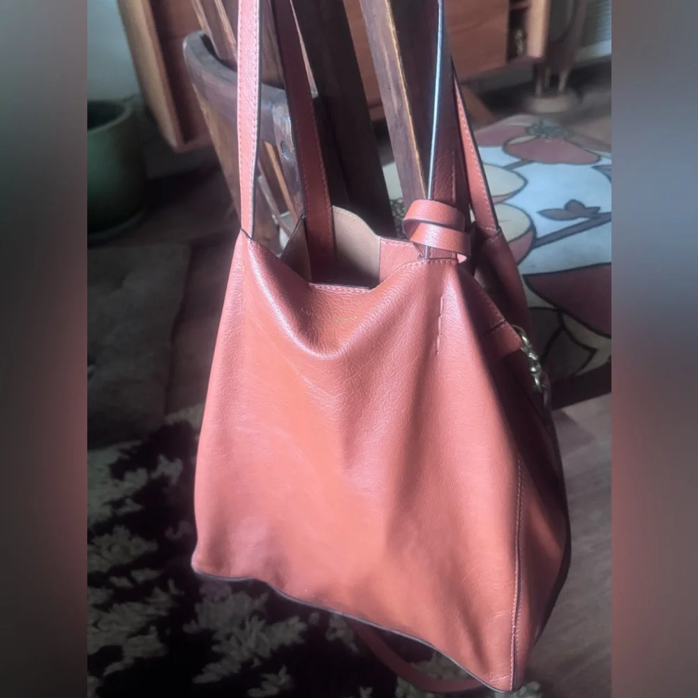 Lucky Brand slouchy leather shopper tote crossbody purse w/wristlet/wallet 🤎🧡 - Picture 15 of 15